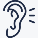 Ear with gray background