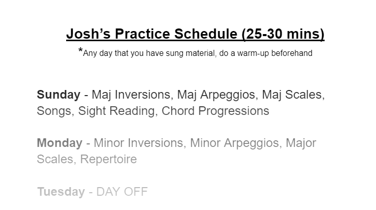 Creating a Practice Schedule